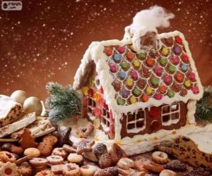 yapboz Tatlı ve güzel bir ev gingerbread